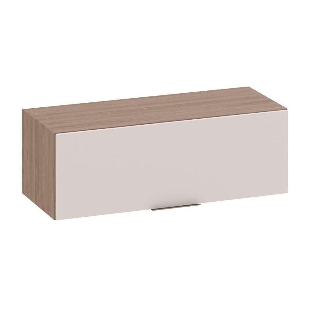 Armário Aéreo 80 Cm 1 Porta Basculante Etna Poliman Móveis Carvalho Oak E Off White