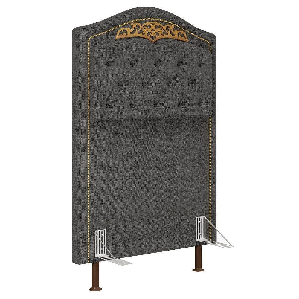Cabeceira Cama Box Solteiro 90Cm Linho Grafite
