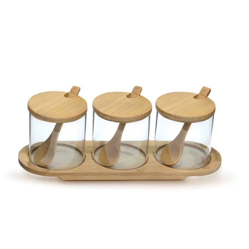 Jogo De Porta Condimentos Em Vidro Borossilicato Com 3 Potes 330ml Mimo Style