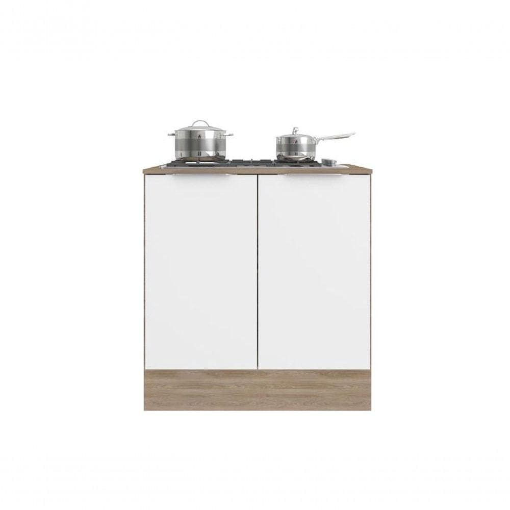 Balcão Cooktop 0,80Cm C/ Tampo Ferrara Carvalho Oak/Branco