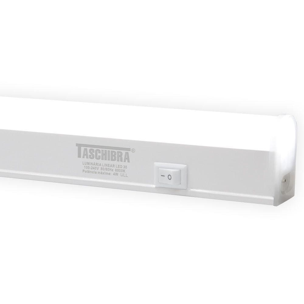 Luminária Led Taschibra Linear Com Interruptor 30cm Bivolt 6500k Luz Fria