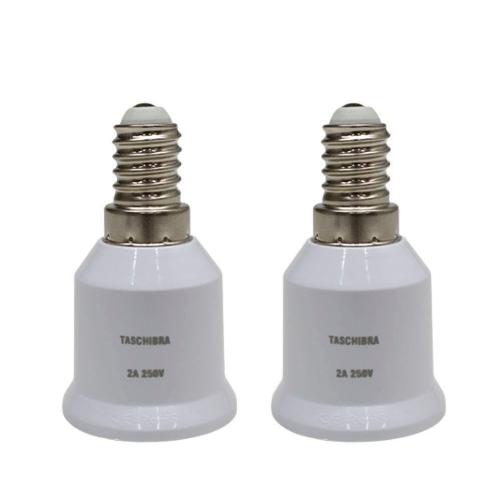 Soquete Adaptador Taschibra De Lâmpada E14 Para E27 Kit 2 Peças