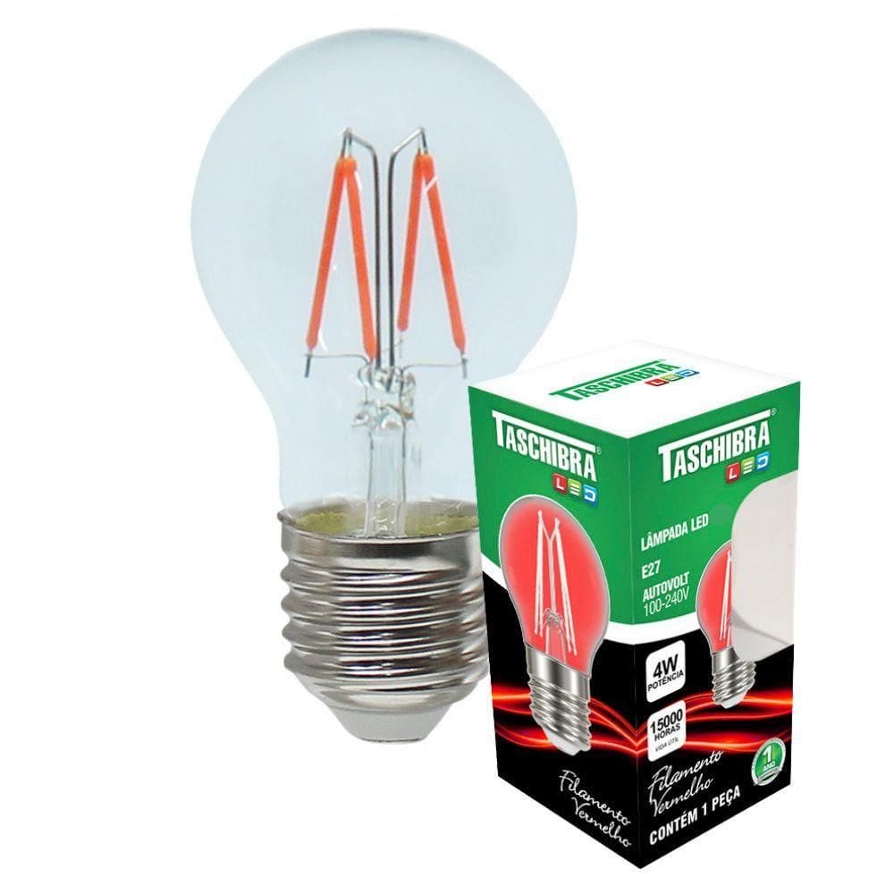 Lâmpada Led Taschibra Filamento Color G45 E27 Bivolt Vermelha