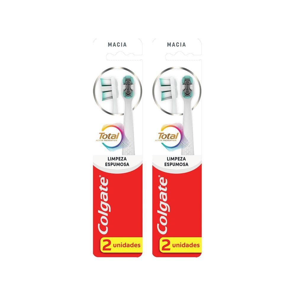 Kit 2 Escova Dental Colgate Total Limpeza Espumosa Suave 2 unidades