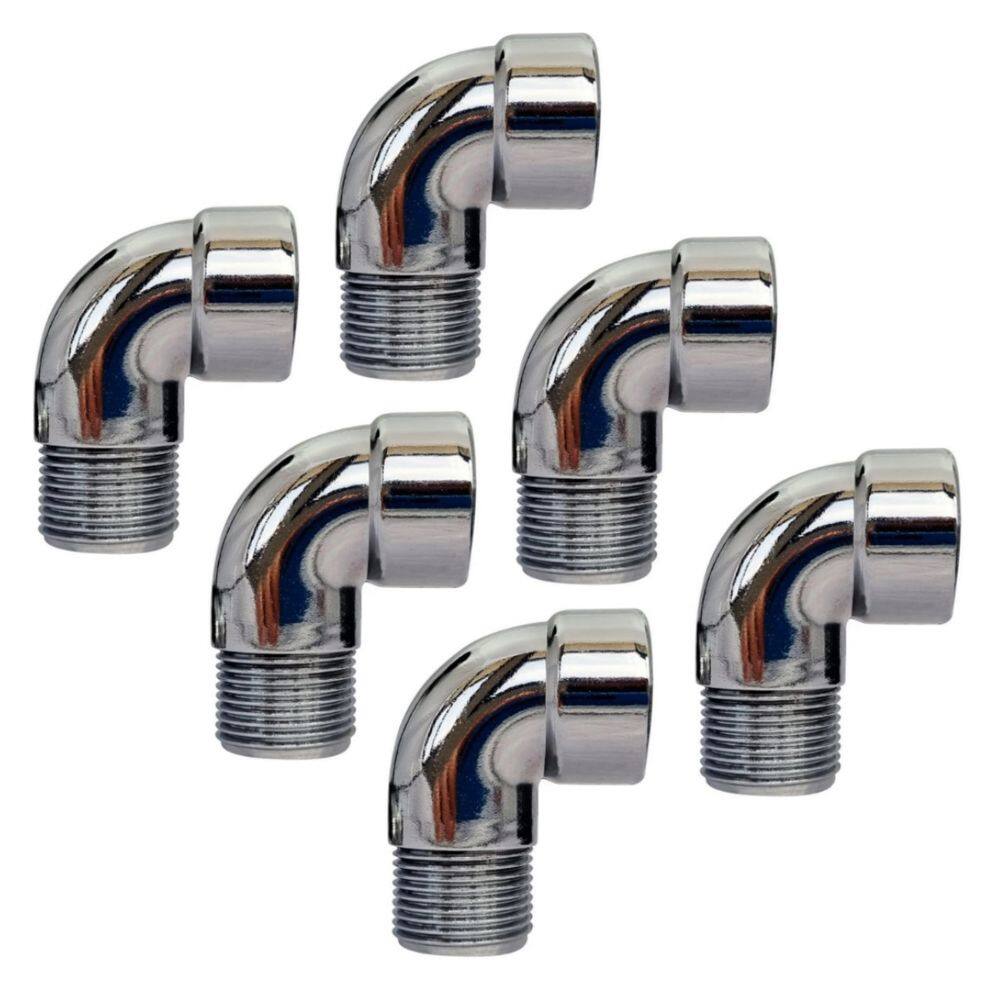 Kit 6 Joelho Cotovelo Curva Metal Cromado RM X RF 3/4`` X90°