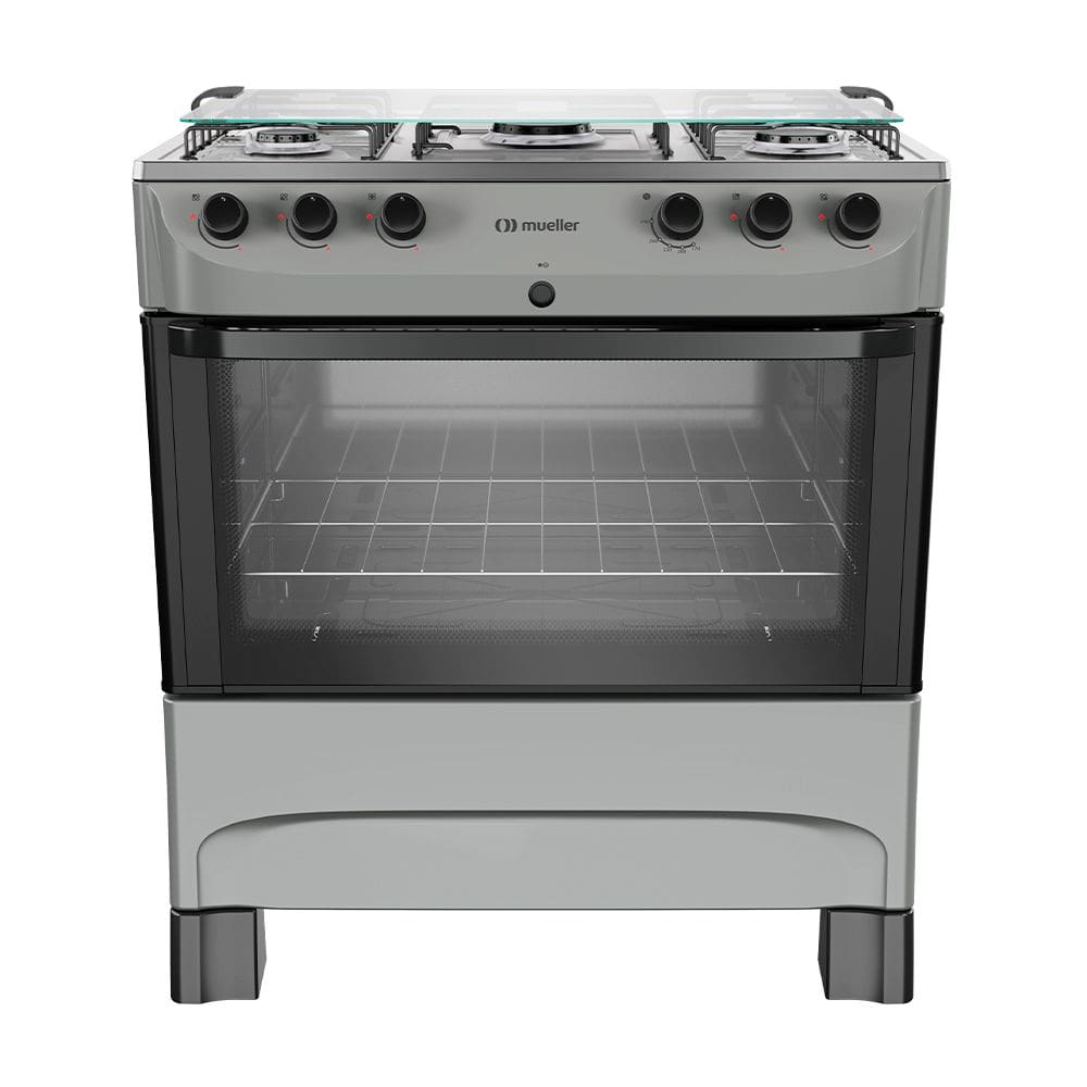 Fogão 5 Bocas a Gás Mueller MFI5BB Mesa Inox e Acendimento Automático Titânio Bivolt