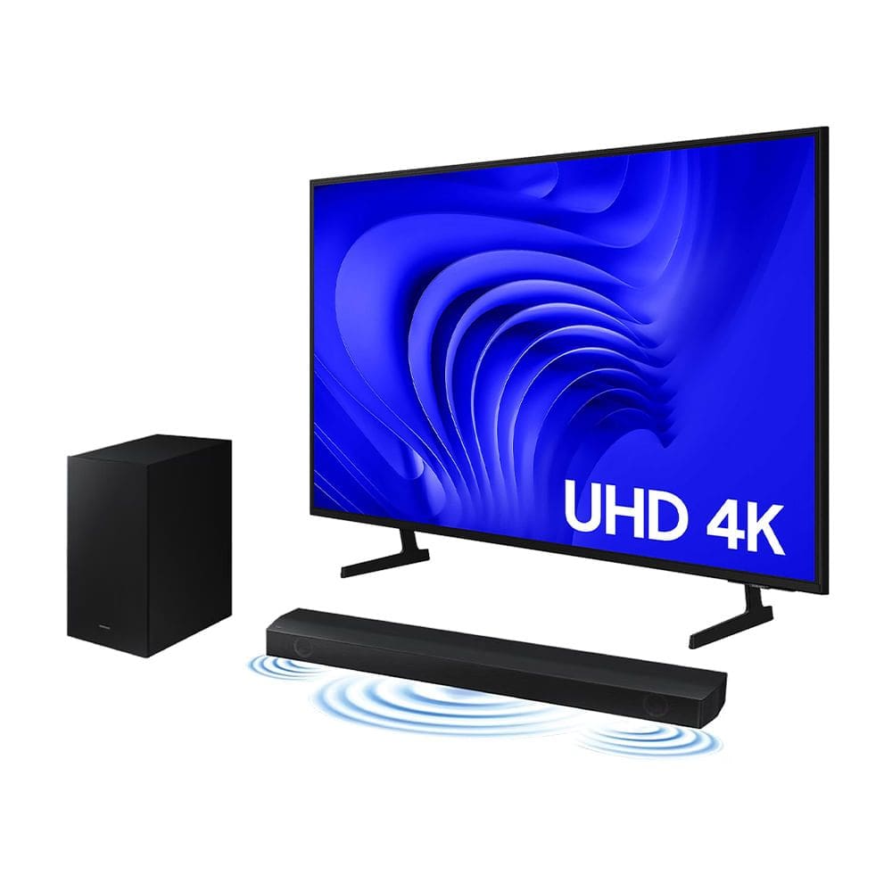 Smart Big TV 75\" UHD 4K 75DU7700 2024 + Soundbar HW-B550