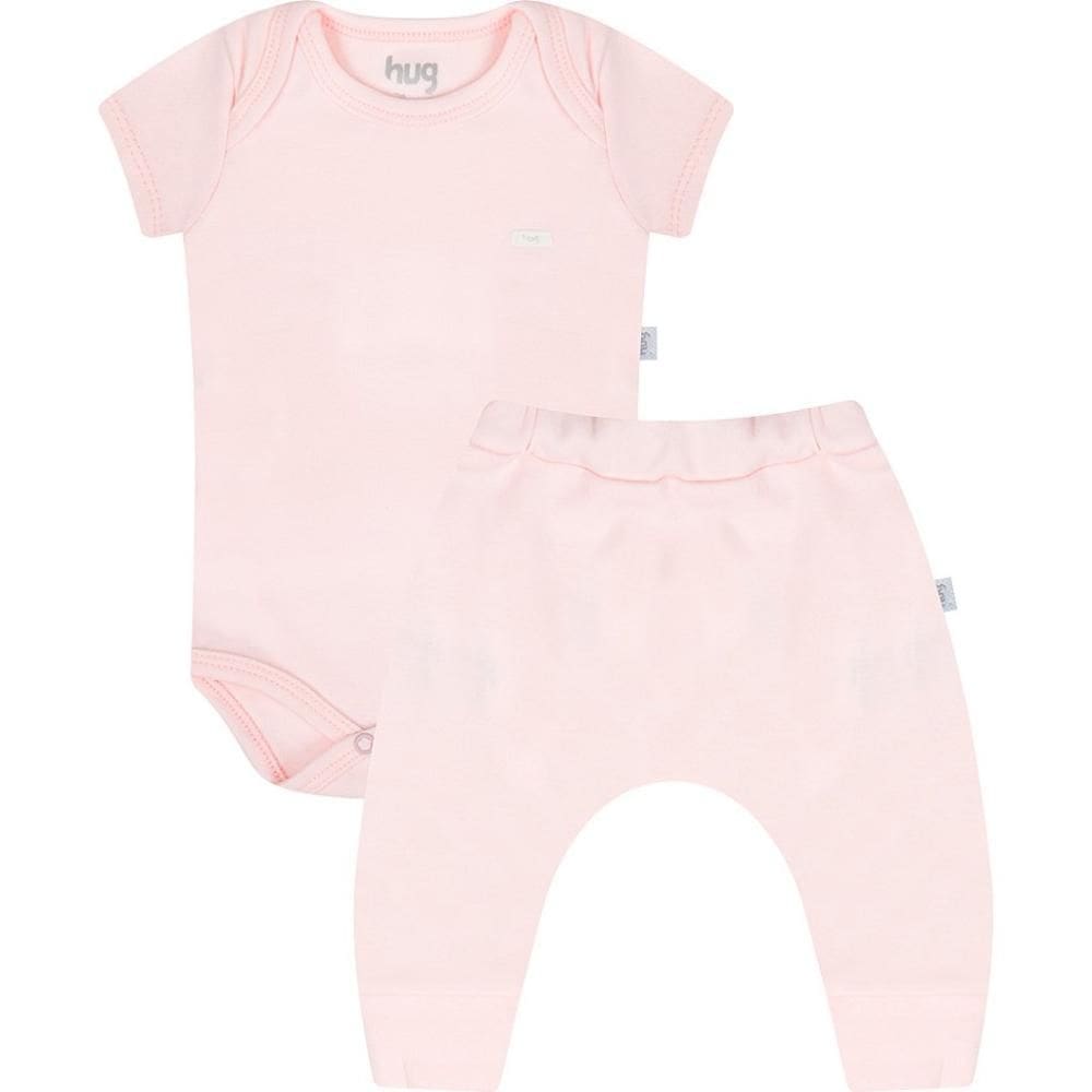 Conjunto de Body Hug Curto Com Calça Saruel Rosa