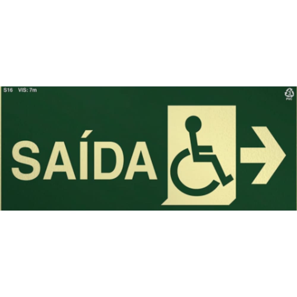 Placa Fotoluminescente S16-D Saída Acessível à Direita