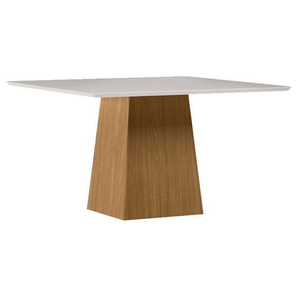 Mesa De Jantar 135x135 Cm Barbara Com Vidro Ype Off White - New Ceval