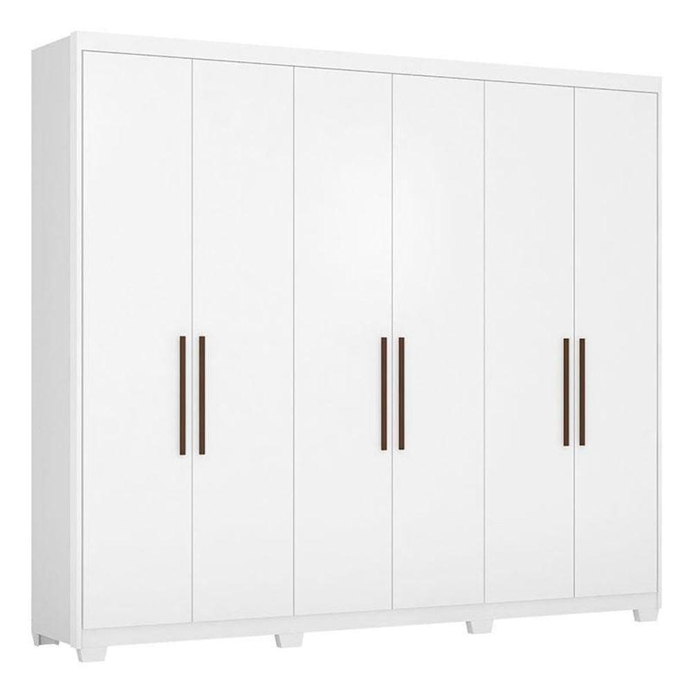 Guarda Roupa Casal Sumatra Com Pés Branco Brilho - Demóbile