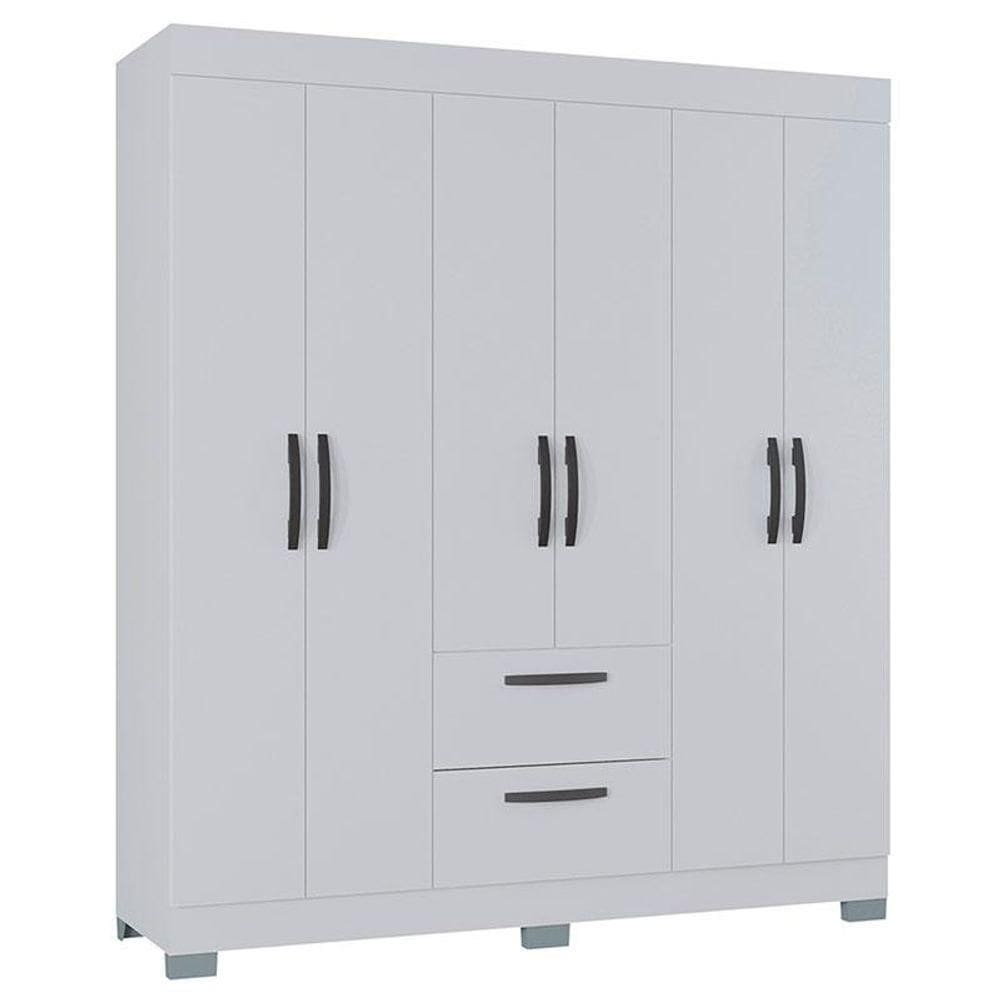 Guarda Roupa Casal Ambiente Tóquio 6 Portas Branco Brilho - Poquema