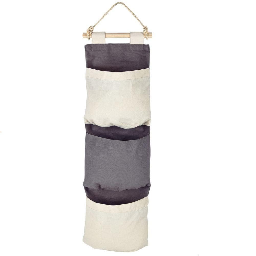 Organizador 3 Bolsos De Lona E Corda Para Pendurar - Tramontina Cinza Com Bege 91751/034
