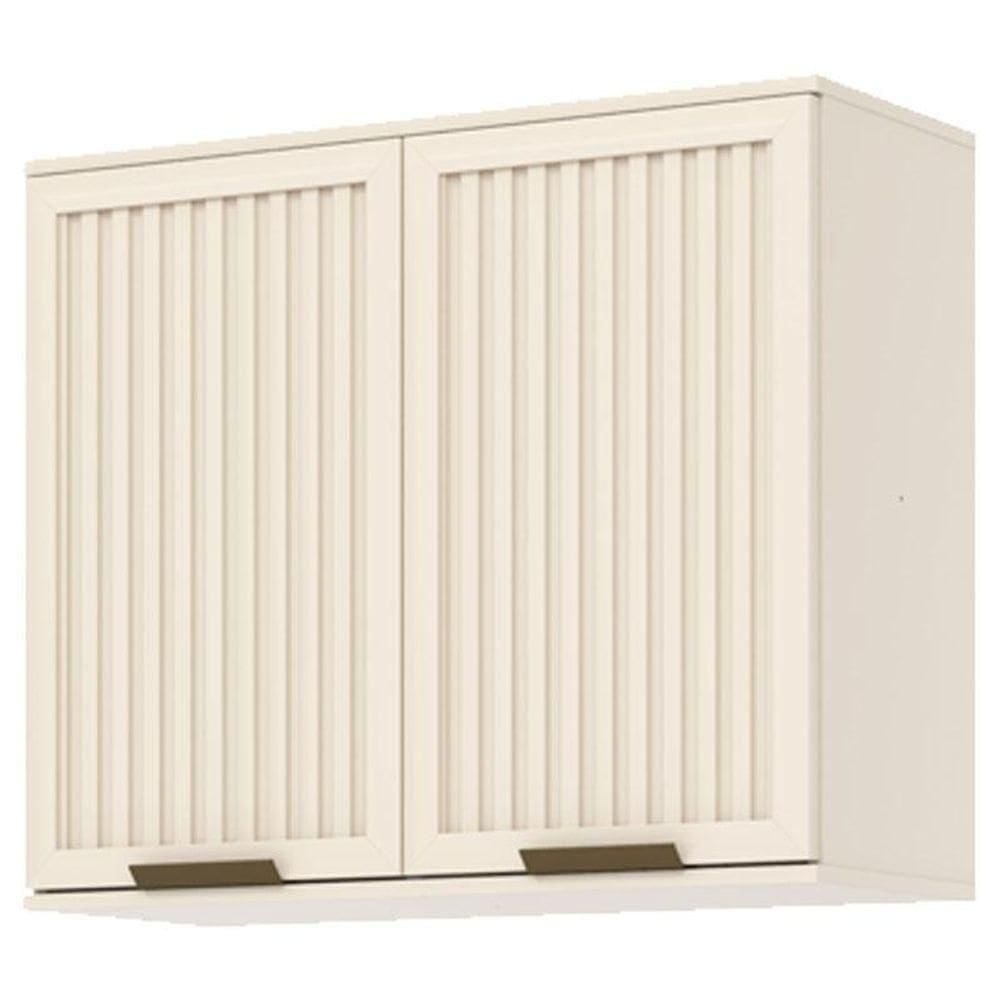 Armário Aéreo 2 Portas Ripado 80 Cm Connect Off White - Henn