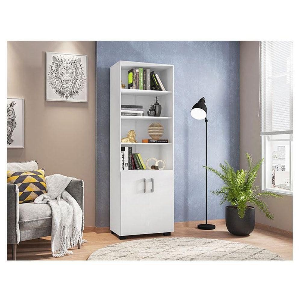 Livreiro Ambiente Office Com Portas Pequenas Branco Trama - Móveis Leão