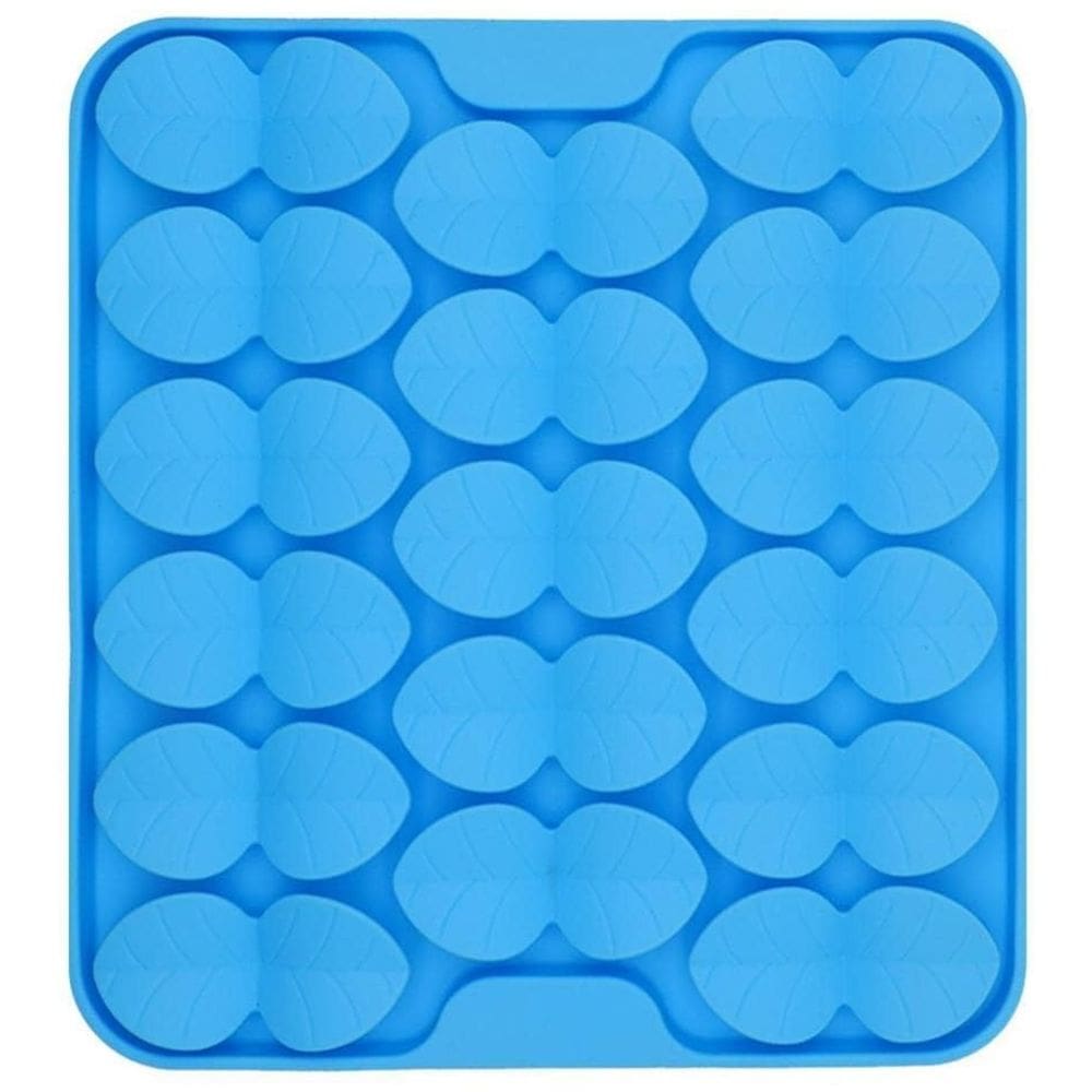 Comedouro Lento e Tapete de Fuçar com Ventosas Quadrado Folha - AZUL