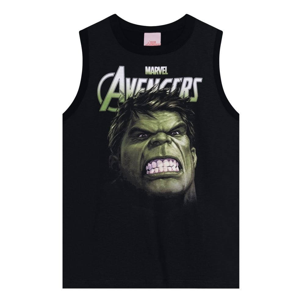 Camiseta Regata Infantil Hulk Menino Preto - Brandili