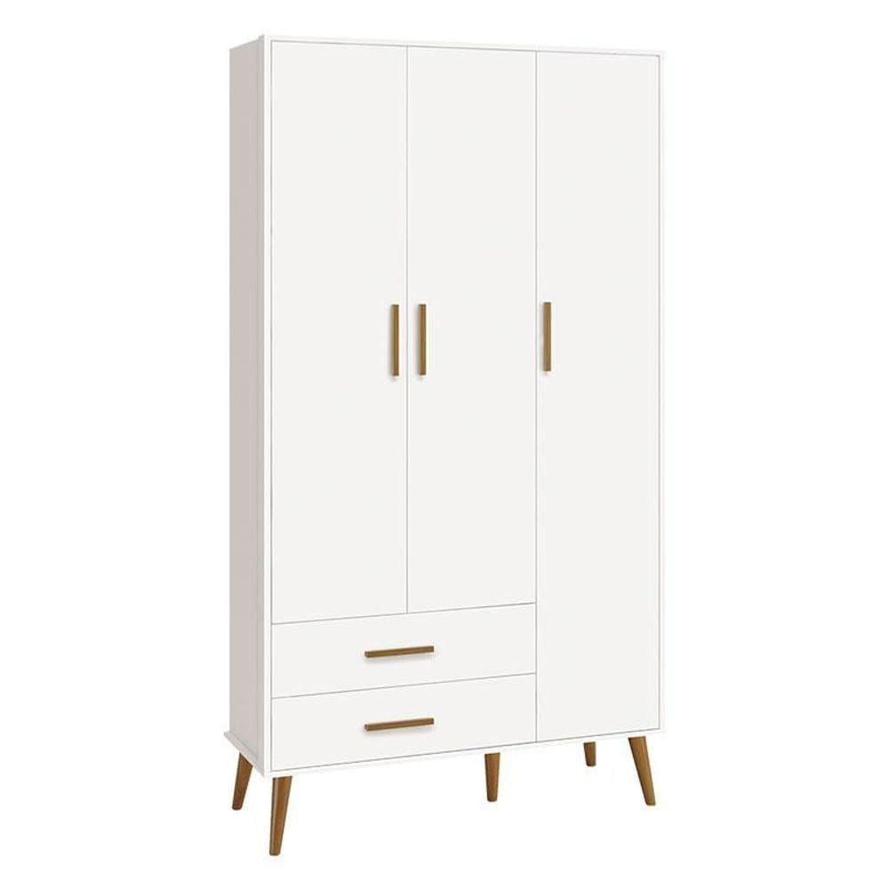 Guarda Roupa Infantil 3 Portas Isis Branco Acetinado - Reller