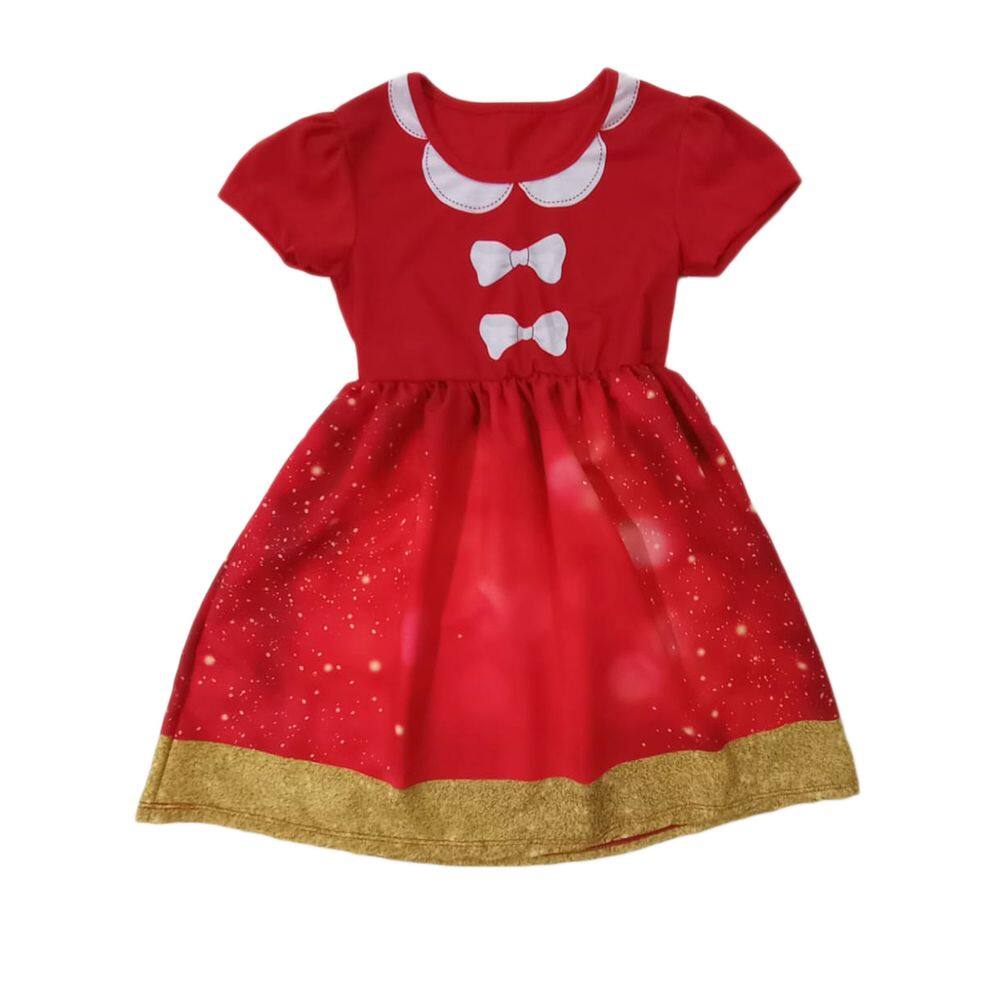 Vestido Infantil Temático Estampa Natal Estampa Laço