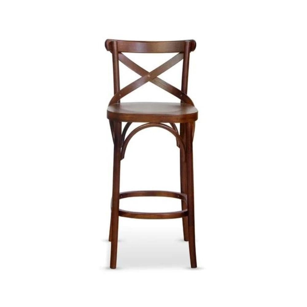 Banqueta de Madeira Maciça X na Cor Imbuia – Alta - Conforto e Estilo para Sua Decoração - Mobiliari Imbuia
