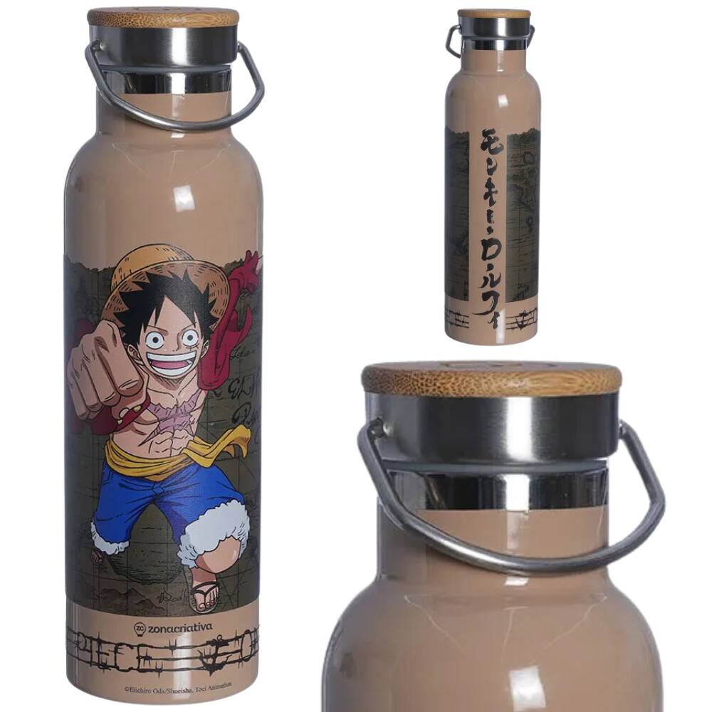 Garrafa Monkey D. Luffy Térmica 12 Horas Quente Gelada 600ml Com Alça Oficial One Piece