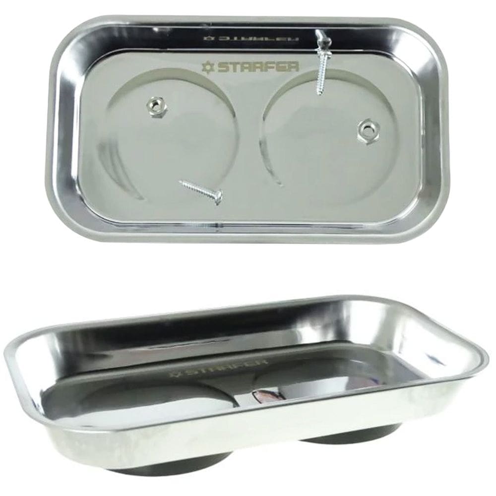Bandeja Magnética Retangular Starfer para Ferramentas e Peças Metálicas Aço Inoxidável 240x140mm