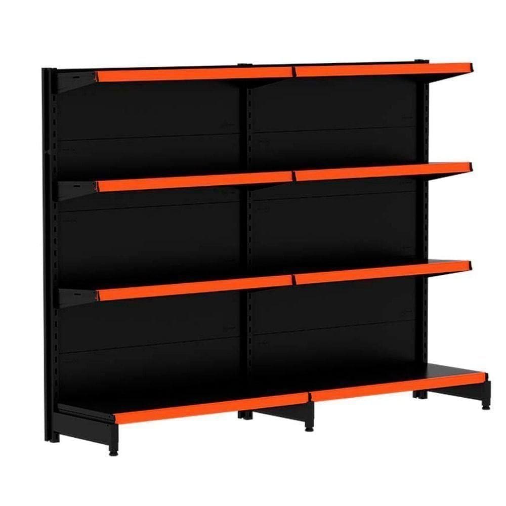 Kit 2 Módulos De Gôndolas Parede 1,37 Fit40 Amapá Expositor Preto