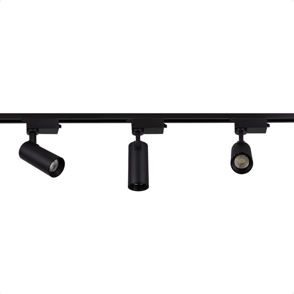 Trilho Eletrificado de Led Blumenau com 3 Spots Preto Bivolt 6500K Frio