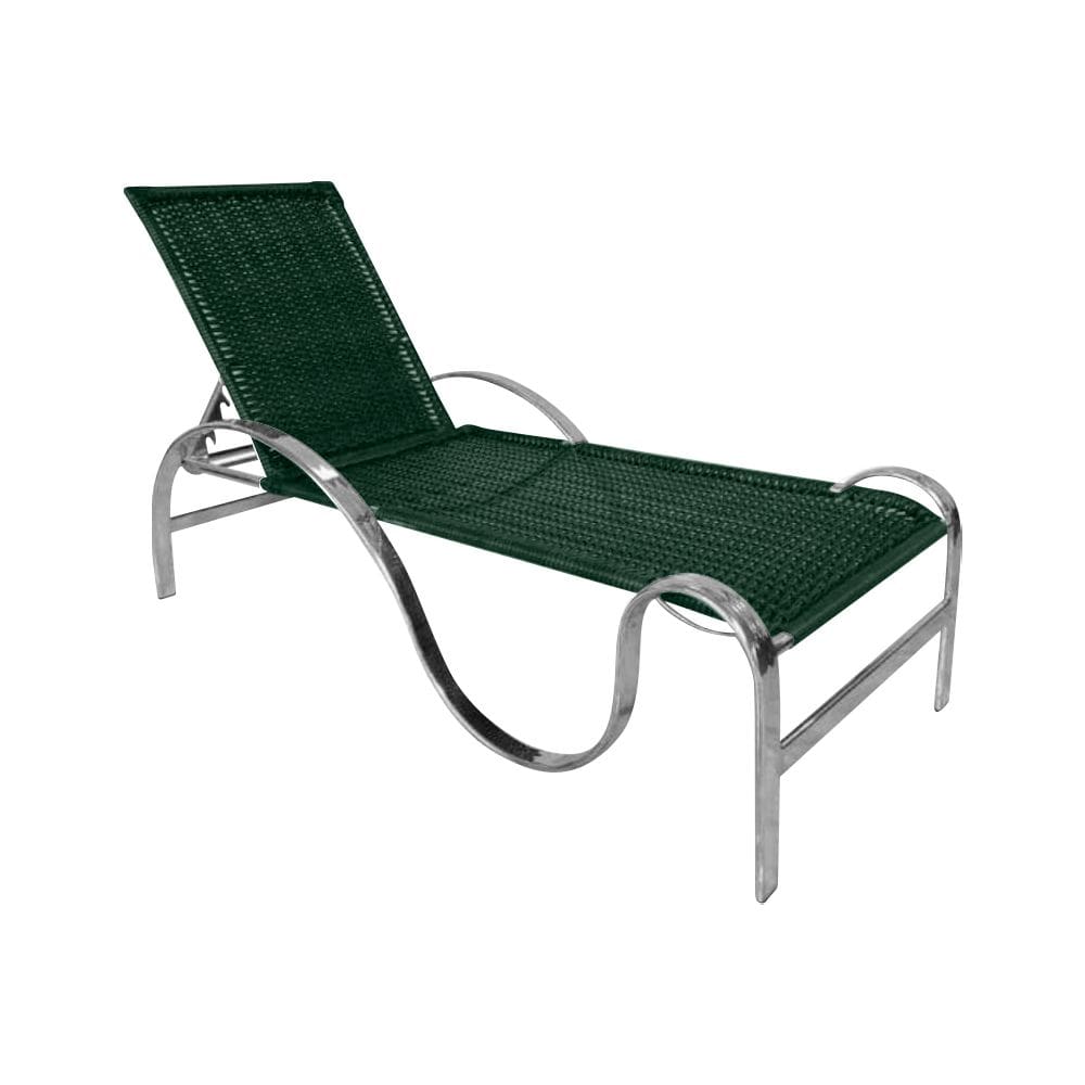 Espreguiçadeira Em Corda Náutica Para Área Gourmet Bertioga Estrutura Alumínio - Verde