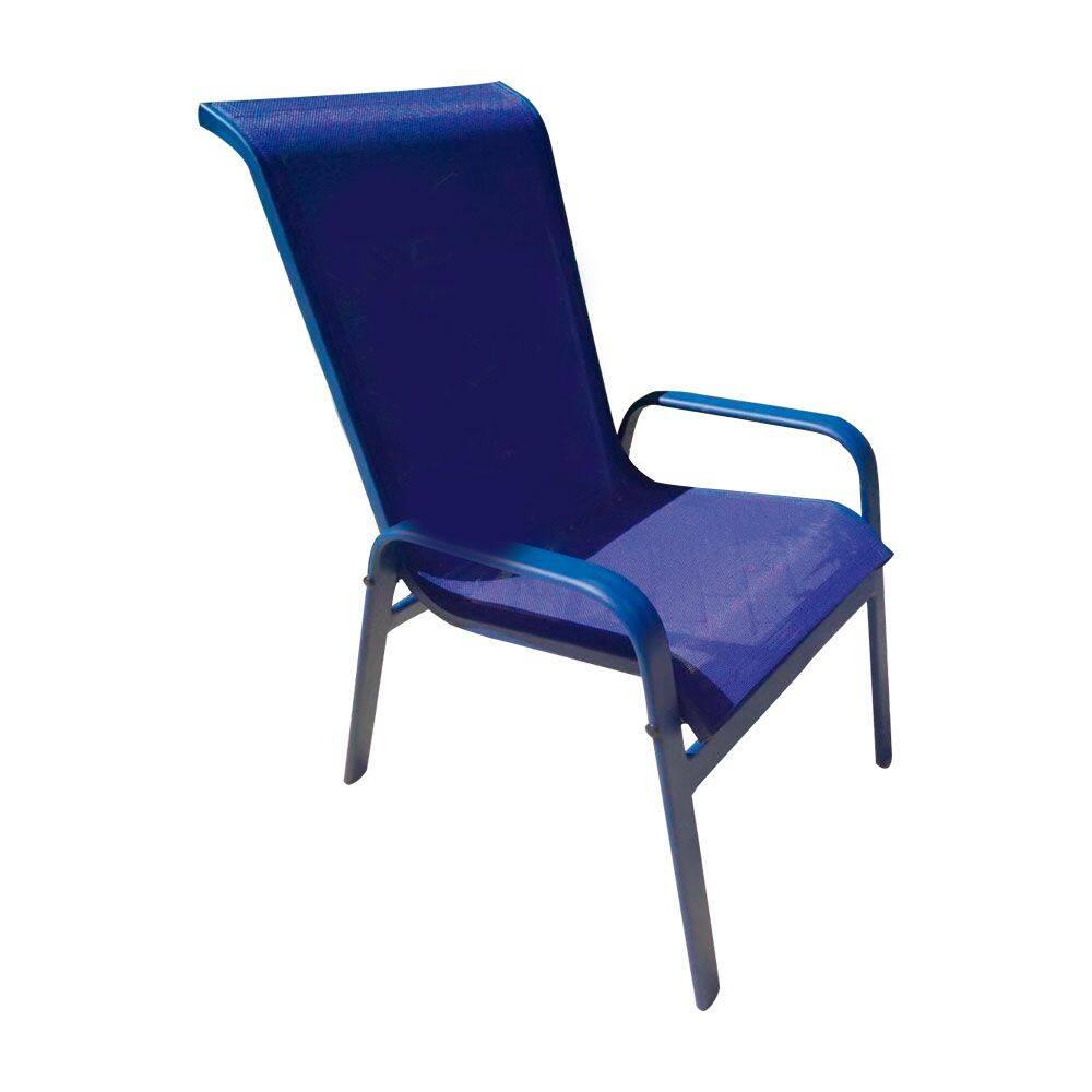 Cadeira Gourmet Mônica Em Alumínio Preto Estofado Azul