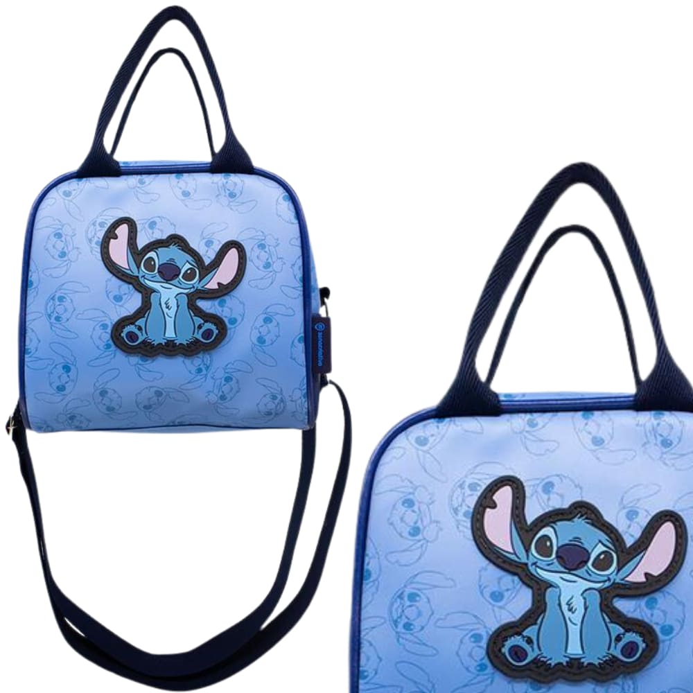 Stitch Lancheira Maleta Bolsa Térmica Multiuso Com Textura Em Alto Relevo Oficial Disney