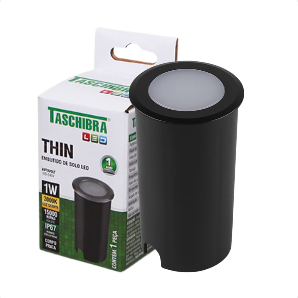 Embutido de Solo Led Taschibra Thin 1W Redondo Bivolt Preto