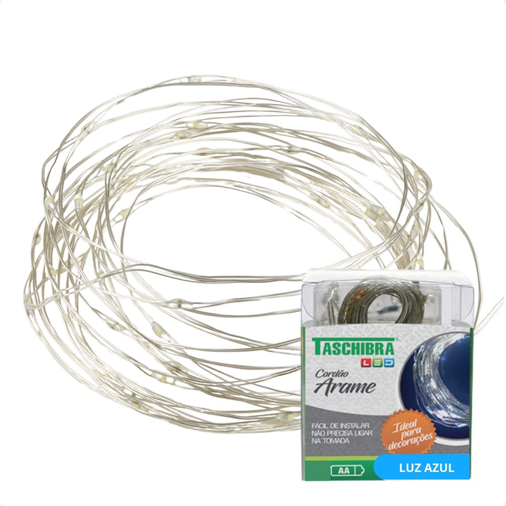 Fio de Luz Fada Cordão De Led 5m 50 Leds a Pilha Taschibra Azul