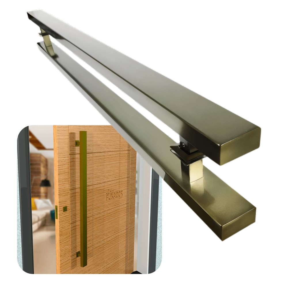Puxador Portas Duplo Aço Inox Antique Ouro Velho Grand Clean 1 m para portas: pivotantes/madeira/vidro temperado/porta alumínio e portões
