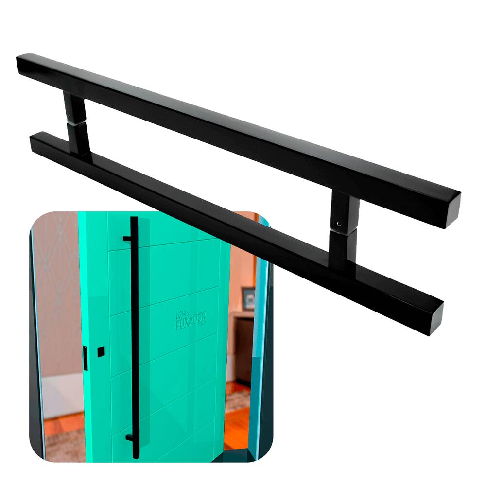 Puxador Portas Duplo Aço Inox Preto Aristocrata 40 cm para portas: pivotantes/madeira/vidro temperado/porta alumínio e portões