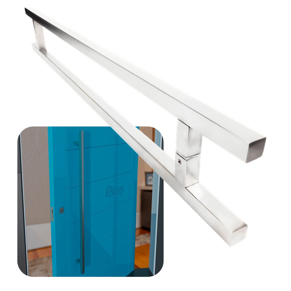 Puxador Portas Duplo Aço Inox Escovado Aristocrata 60 cm para portas: pivotantes/madeira/vidro temperado/porta alumínio e portões