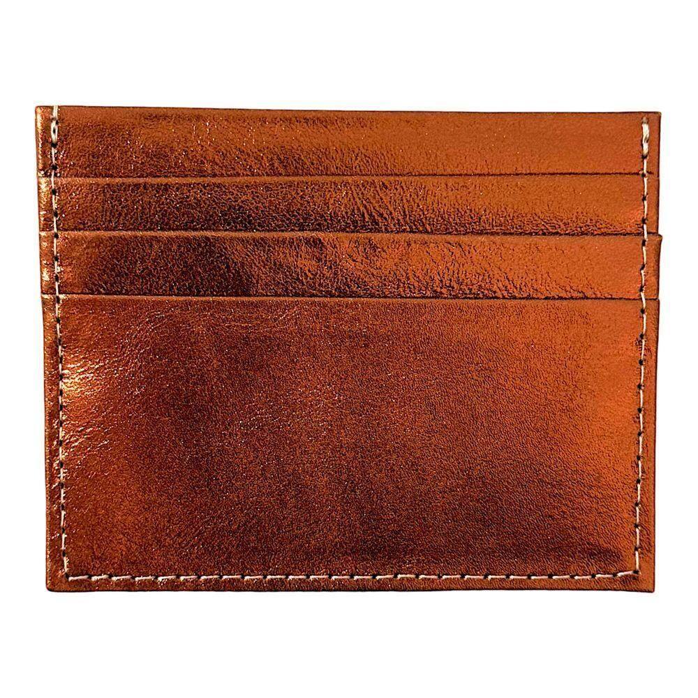 Porta Cartão Slim Em Couro Bronze