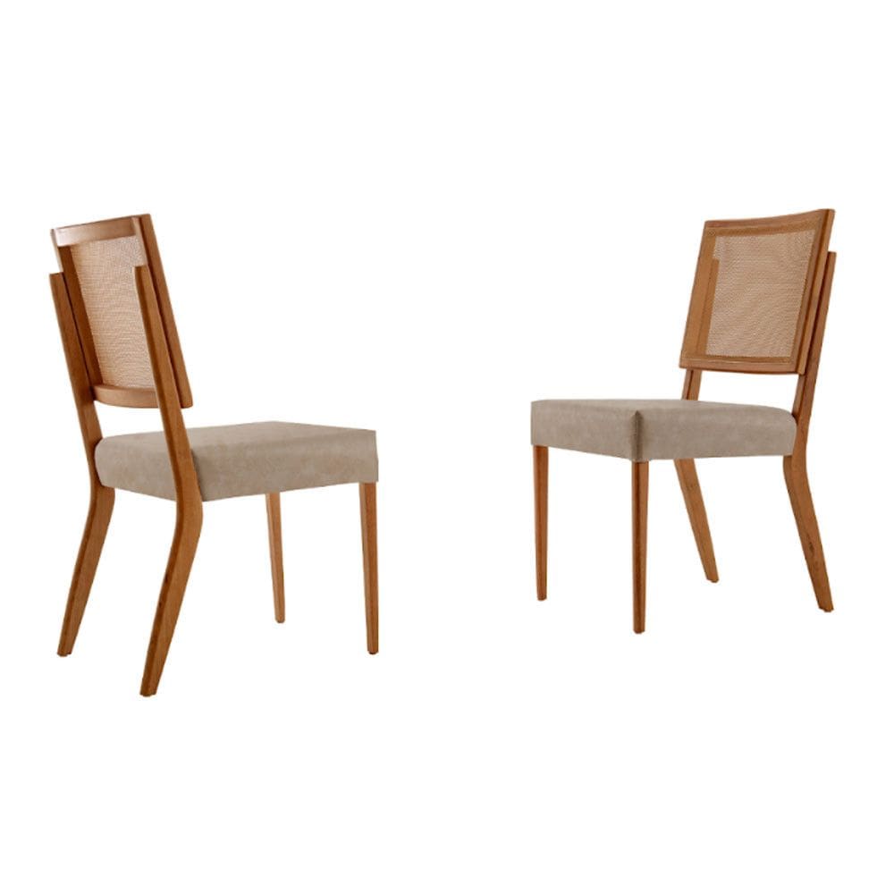 Conjunto com 2 cadeiras Aila em Madeira Maciça para Sala de Jantar Moderna Mobília