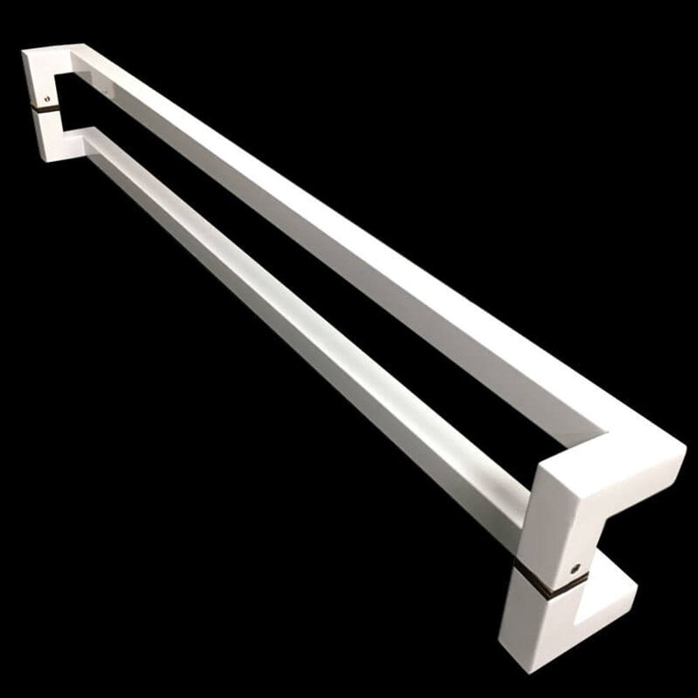 Puxador Portas Duplo Aço Inox Branco Athenas 30 cm para portas: pivotantes/madeira/vidro temperado/porta alumínio e portões