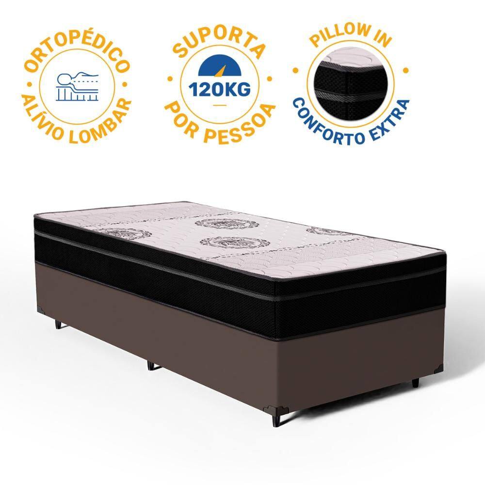 Cama Box com Colchão Pillow In Orthoplus Solteiro 88cm