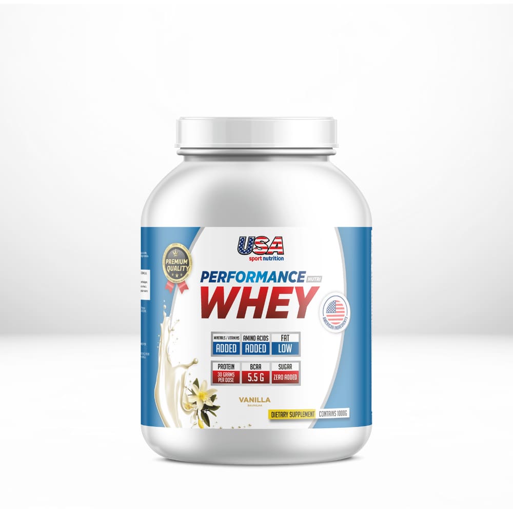Whey fórmula exclusiva com vitaminas e aminoácidos Baunilha (1KG) - USA SPORT NUTRITION