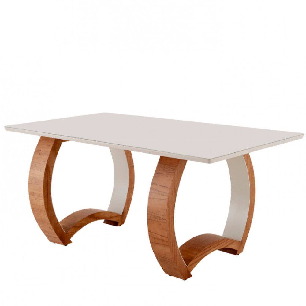 Mesa para Sala de Jantar Bali 180cm Madeira com Vidro Moderna Mobília