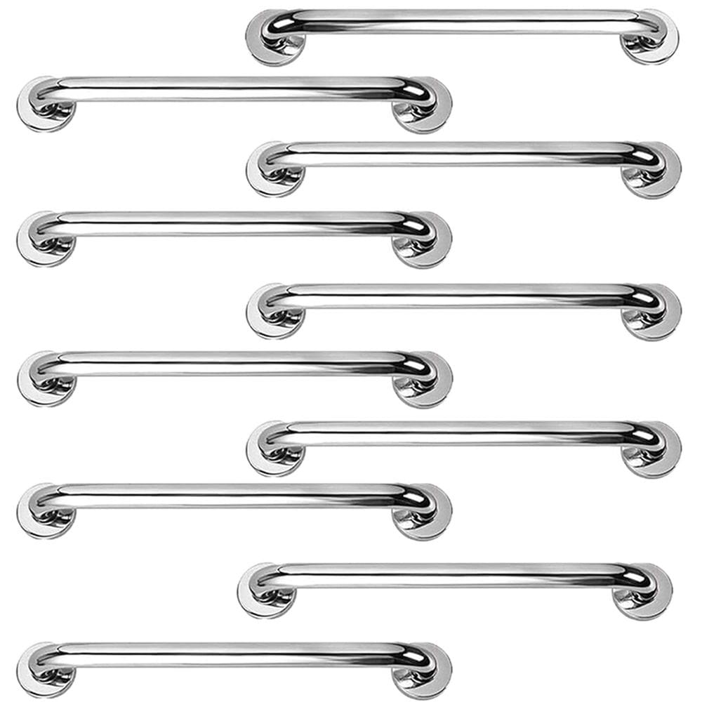 Barra Alça Apoio 50cm Aço Inox Kit 10 Uni Segurança Gestante Idoso Box Banheiro Escada Corrimao