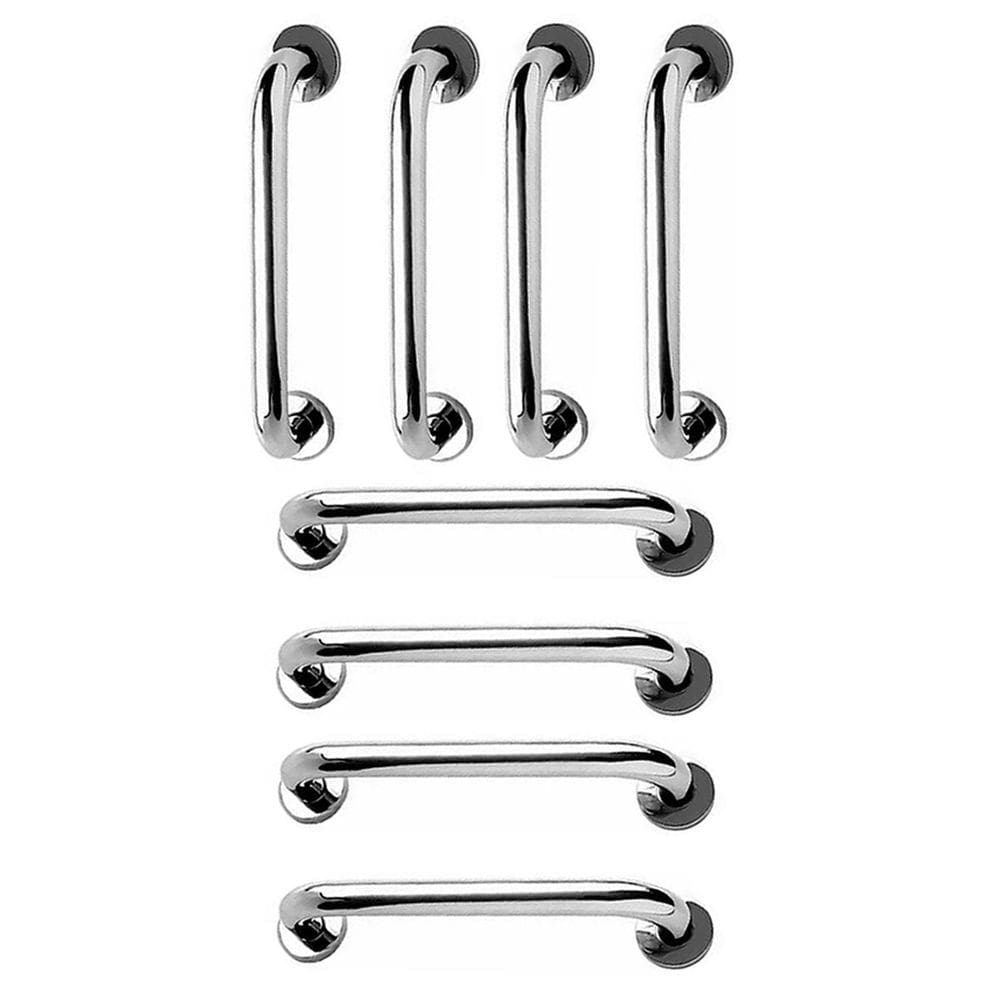 Alça de Apoio 30cm Inox Barra Kit 8 Unidades Cadeirante Idoso Banheiro Box Corrimao Segurança Acessibilidade Suporte