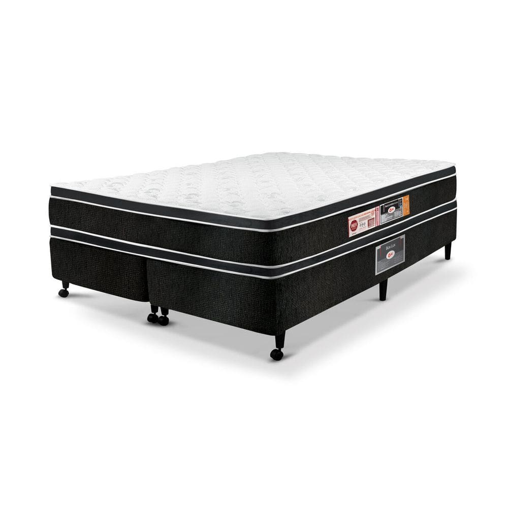 Cama Box King Castor Black e White Air Double Face D33 193x203x54 + Box Castor