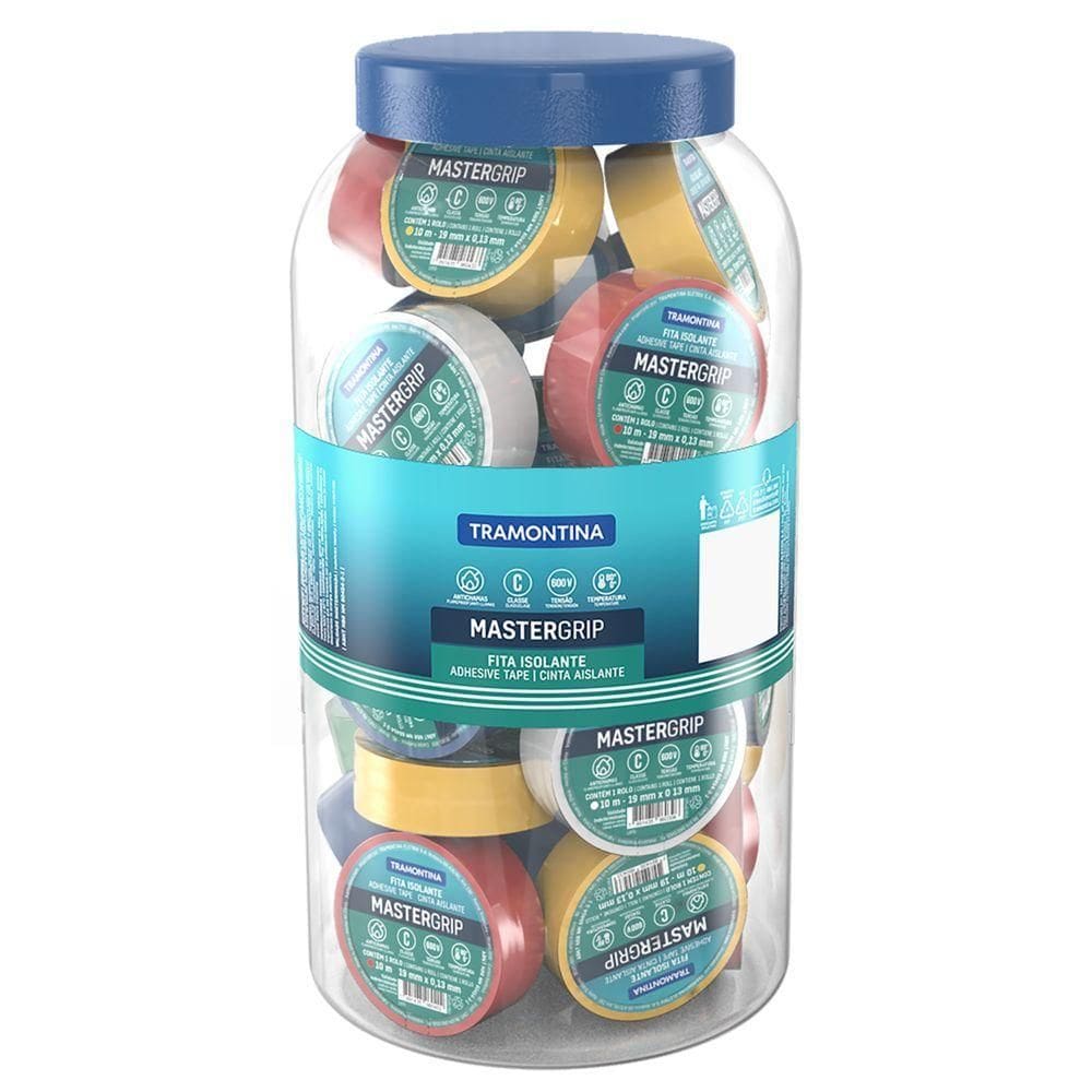 Pote Com 35 Rolos De Fitas Isolantes Coloridas Classe C 0,13x19 Mm Tramontina 10 M