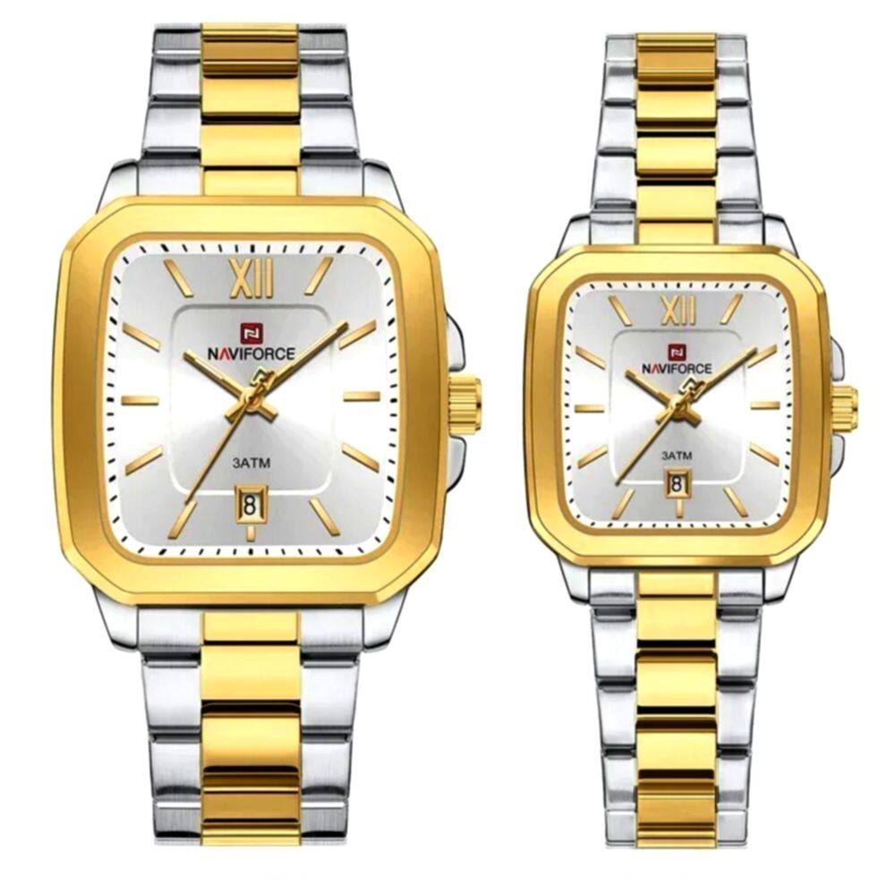 Conjunto de Relógio Casual Simples Quartzo Design Tonneau Impermeavel Casal