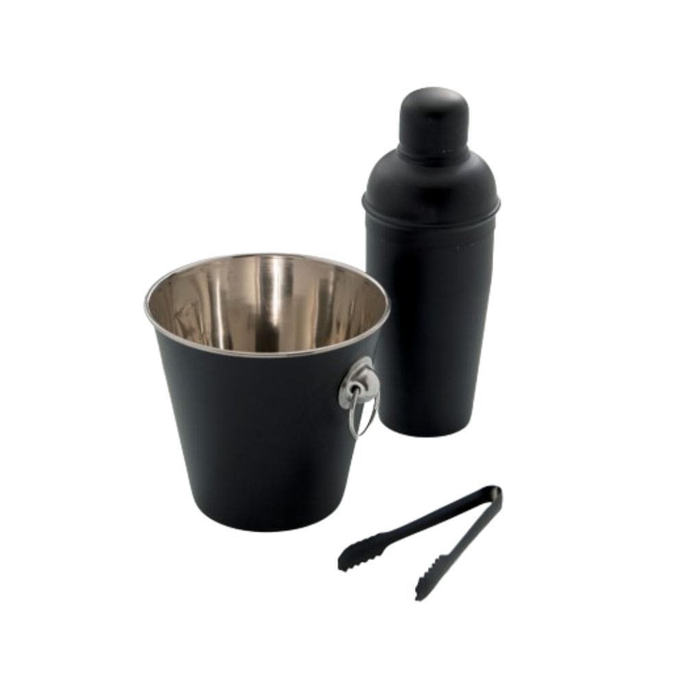 Kit Bar Black 3 Peças (Balde / Pegador / Coqueteleira 500Ml) - Ad
