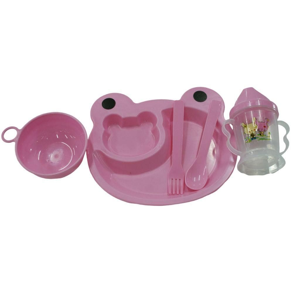 Kit Refeição Infantil 5 peças - rosa - Quanhe