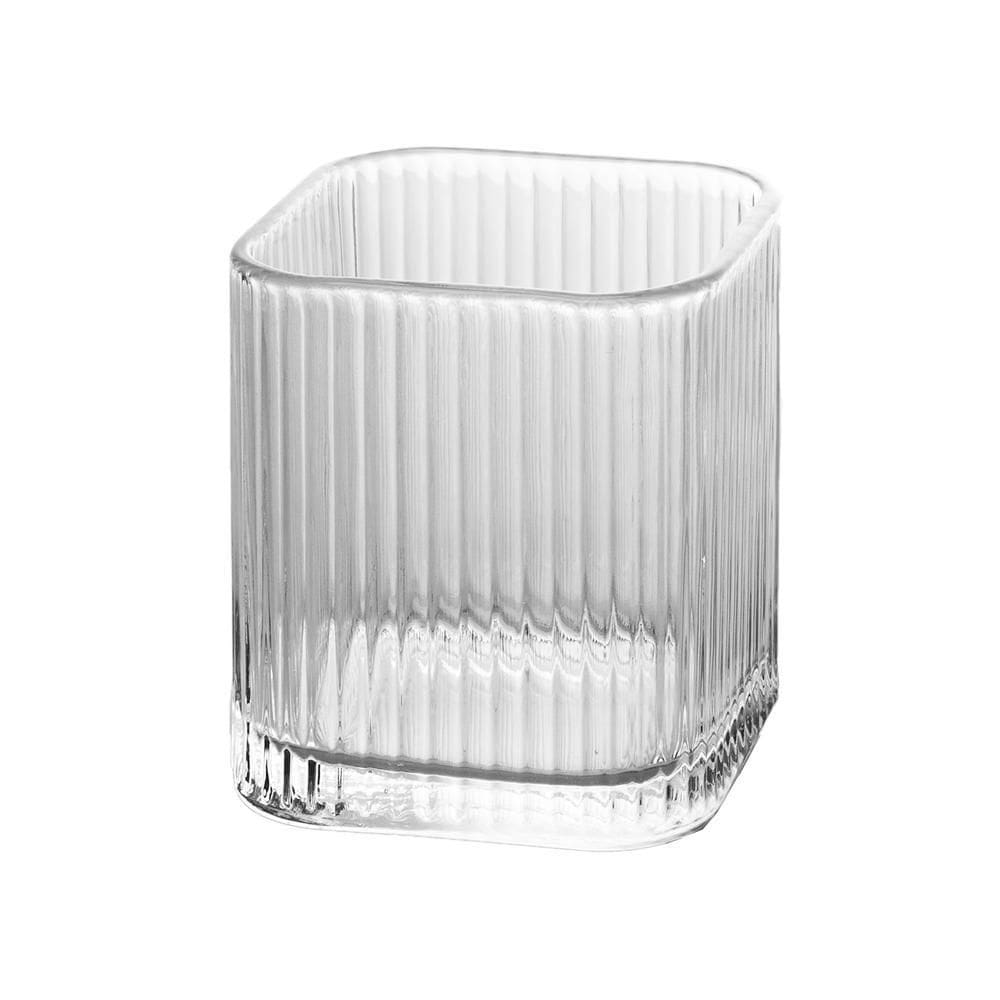 Porta Escova de Dente de Vidro Lines 8cm x 8cm x 9cm - Lyor